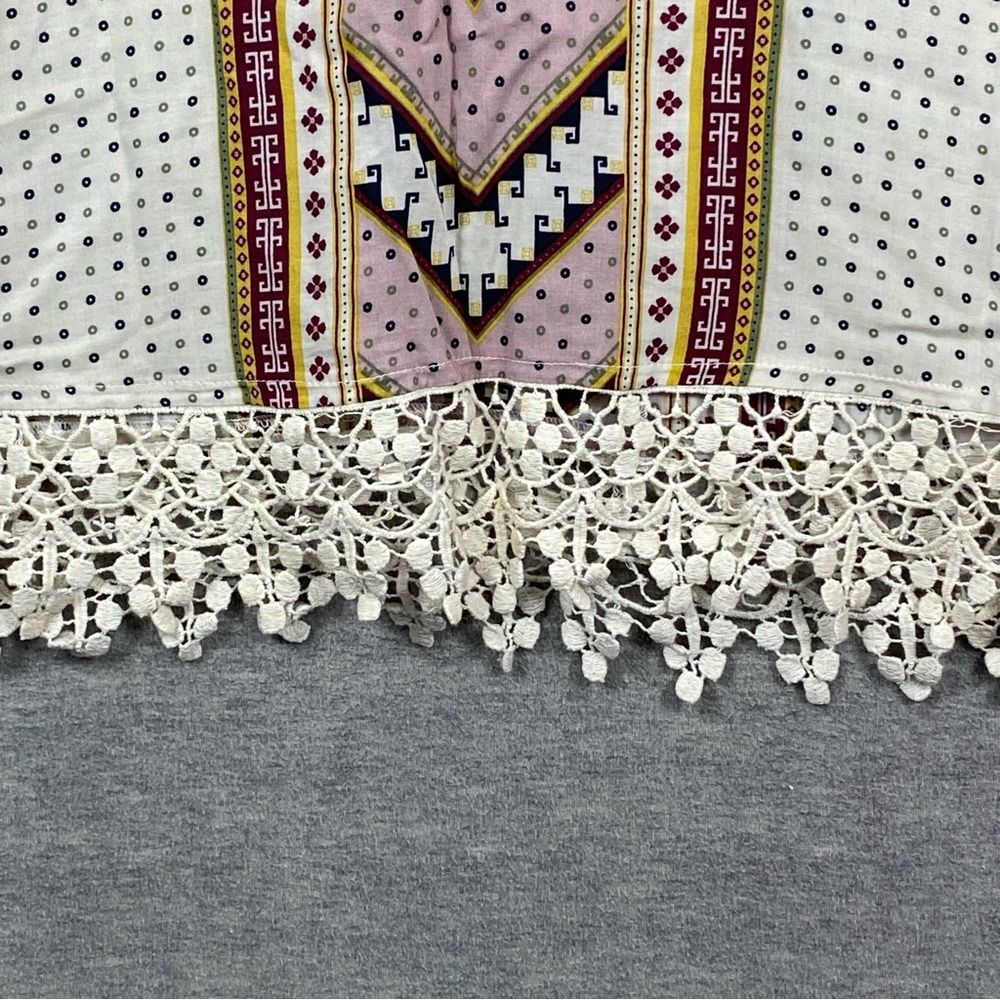 Gimmicks by BKE Womens Multicolored Aztec Dotted Print Long Sleeve Boho Blouse M - Picture 9 of 10